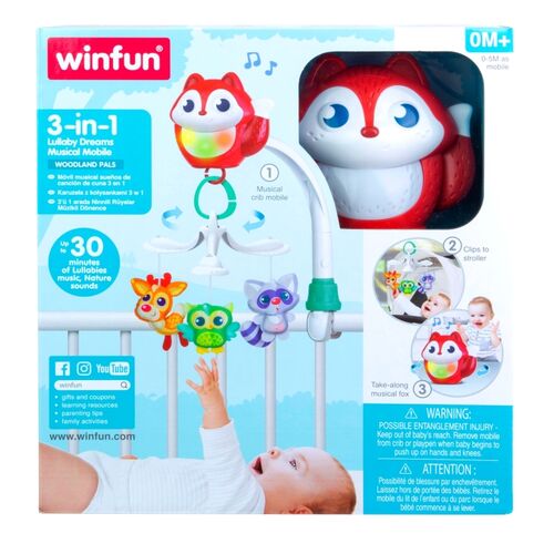WINFUN MOVIL CUNA ANIMALES 3 EN 1