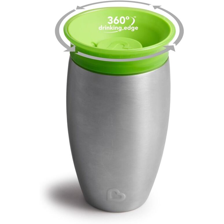 MUNCHKIN TAZA ANTIGOTEO MIRACLE 360 ACERO 296ML VERDE