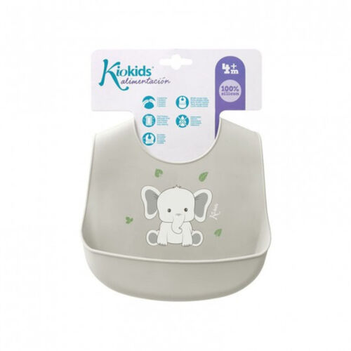 KIOKIDS BABERO SILICONA ELEFANTE GRIS