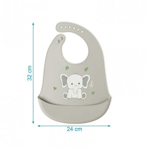 KIOKIDS BABERO SILICONA ELEFANTE GRIS