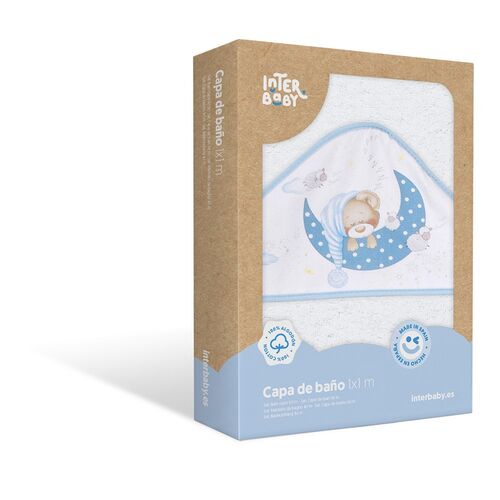 INTERBABY CAPA BAÑO 1X1 BEAR SLEEPING BCO/AZUL