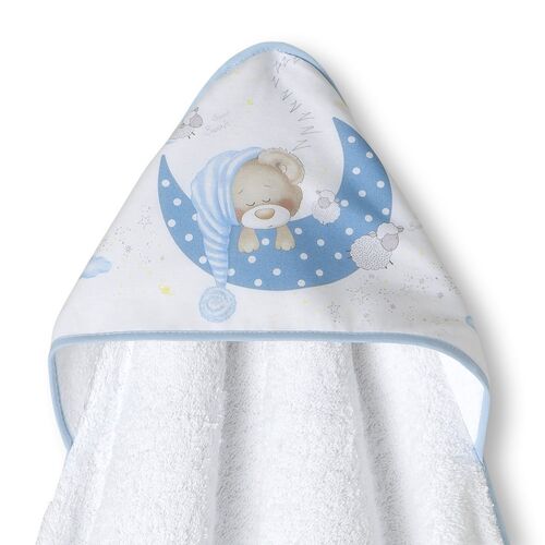 INTERBABY CAPA BAÑO 1X1 BEAR SLEEPING BCO/AZUL