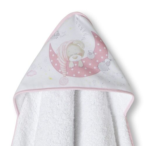 INTERBABY CAPA BAÑO 1X1 BEAR SLEEPING BCO/ROSA
