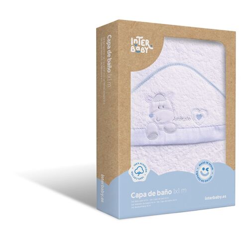 INTERBABY CAPA BAÑO 1X1 CORAZON AMOROSO BCO/AZUL