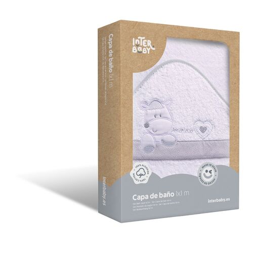 INTERBABY CAPA BAÑO 1X1 CORAZON AMOROSO BCO/GRIS