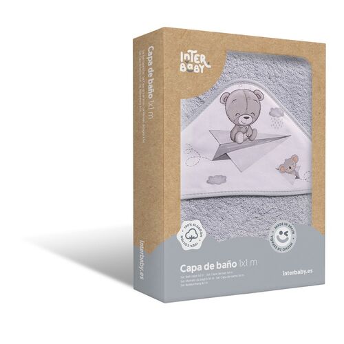 INTERBABY CAPA BAÑO PAPER PLAIN GRIS