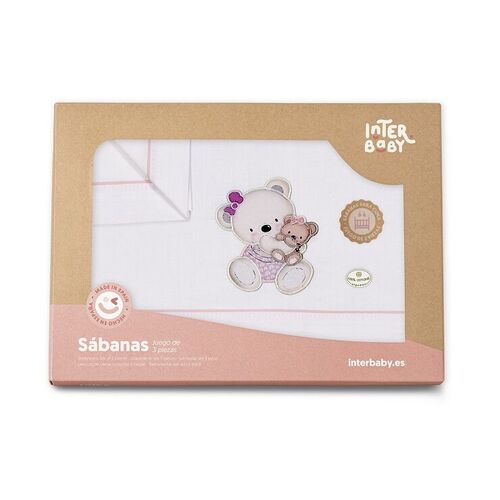 INTERBABY TRIPTICO CUNA OSO COLUMPIO ROSA