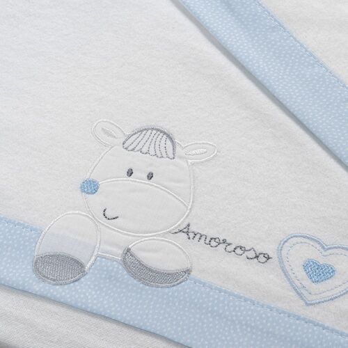 INTERBABY TRIPTICO CUNA FRANELA CORAZON BCO/AZUL