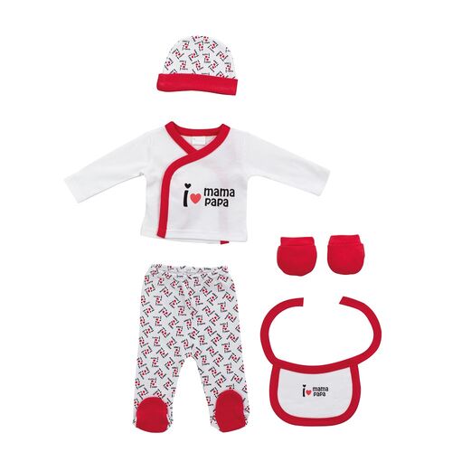 INTERBABY SET REGALO 5 PZAS I MAMA/PAPA ROJO BAMBU