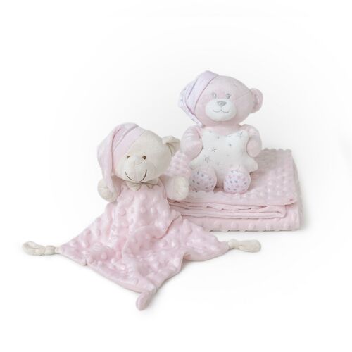 INTERBABY SET ROSA MANTA+PELUCHE+DOU DOU