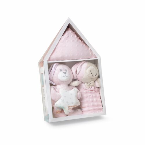 INTERBABY SET ROSA MANTA+PELUCHE+DOU DOU