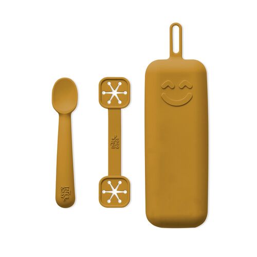 INTERBABY SET PORTACUBIERTOS CUCHARA SUJETABABEROS OCRE