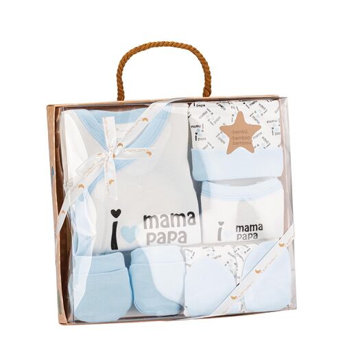 INTERBABY SET REGALO 5 PZAS I MAMA/PAPA AZUL BAMBU