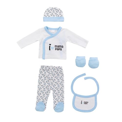 INTERBABY SET REGALO 5 PZAS I MAMA/PAPA AZUL BAMBU