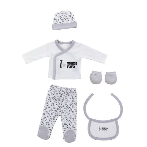 INTERBABY SET REGALO 5 PZAS I MAMA/PAPA GRIS BAMBU