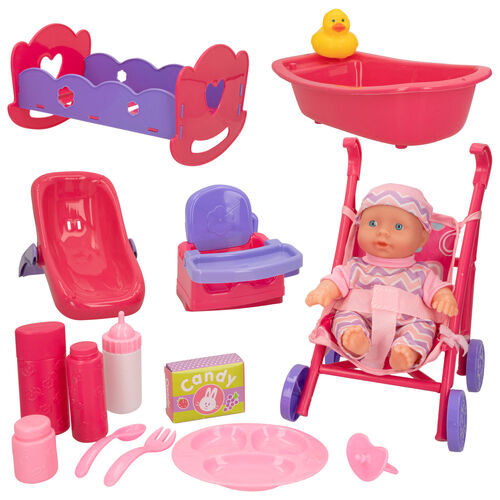 SET BEBE 20 CM CON EQUIPAMIENTO