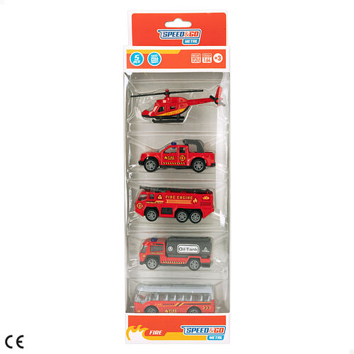 SPEED&GO PK 5 VEHICULOS METAL BOMBEROS