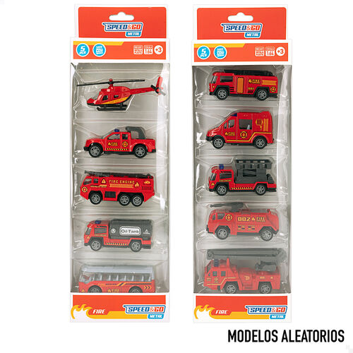 SPEED&GO PK 5 VEHICULOS METAL BOMBEROS